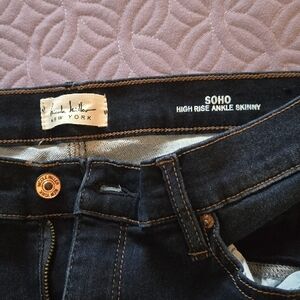 Nicole Miller High Rise Ankle Skinny Jeans - Dark Blue